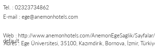 Anemon Ege Otel telefon numaralar, faks, e-mail, posta adresi ve iletiim bilgileri